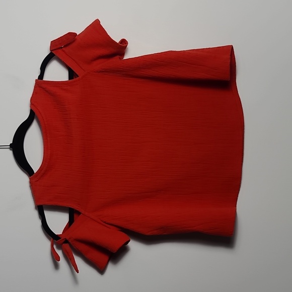 MADEWELL Cold Shoulder Skylark Cotton Blend Red Swing Top Size XS - Picture 9 of 13